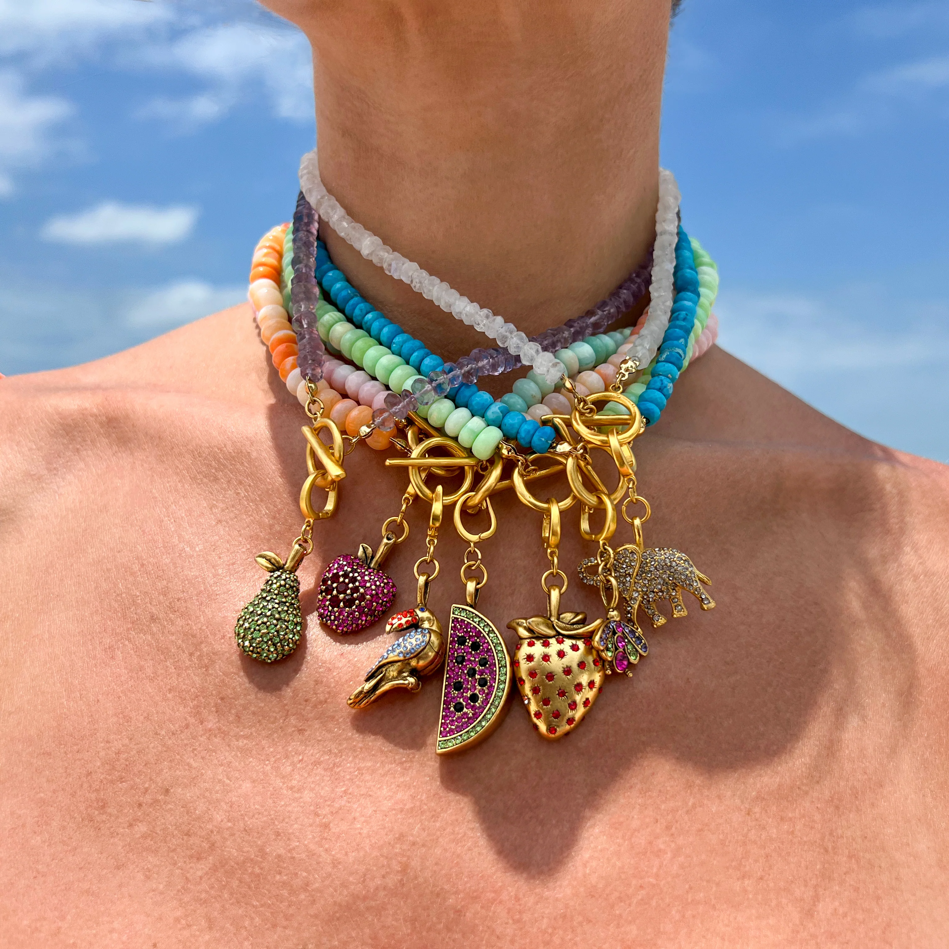 Opal Candy Gem Beaded Choker Necklace - Image 4